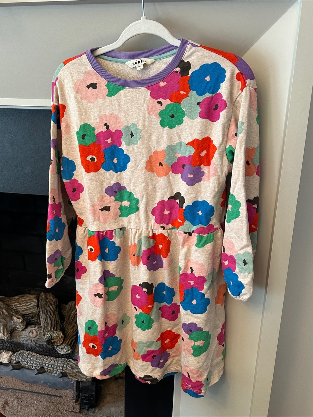 Mini Boden Floral Print Long Sleeve Sweatshirt Dress Girls Size 11/12